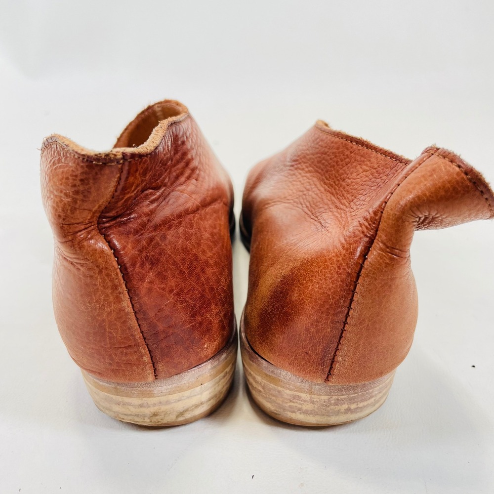 Handcrafted Cognac Brown Leather d'Orsay Pointed Toe Flats Size 38 Made in Spain - Picture 6 of 8